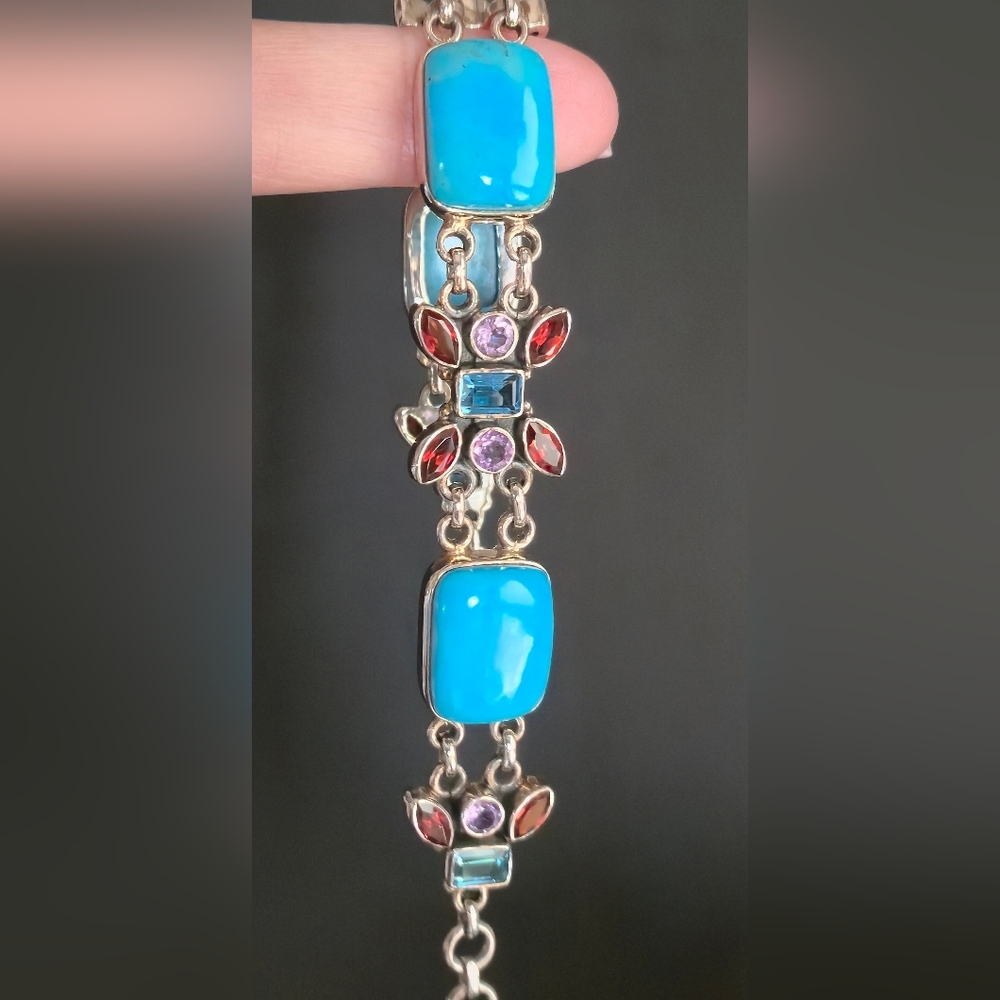 Nicky Butler Turquoise Garnet 925 Sterling Silver Designer Bracelet Amethyst NB - Picture 9 of 16